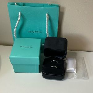 TIFFANY & Co Wedding Ring Elsa Peretti Stacking Band Ring Pt950 Size 7.5 and 5.5